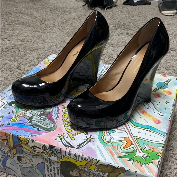 Pour La Victoire Shoes - Pour La Victoire patent Leather Wedge Heels